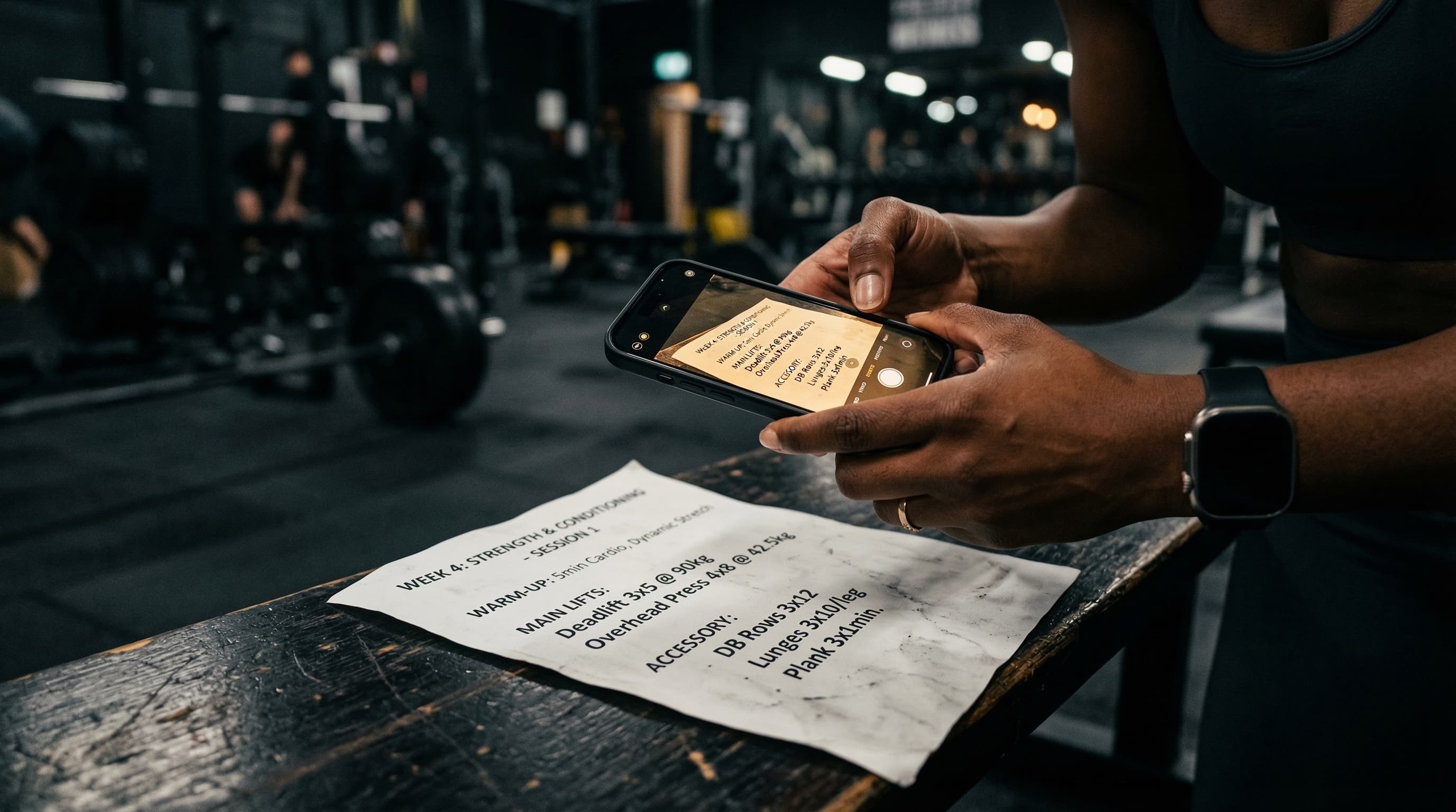 Person photographing a training program